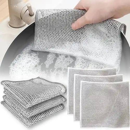 (pack Off 10) Dish Washing Cleaning Cloth | Wire Dish Washing Rugs For Kitchen Dishes