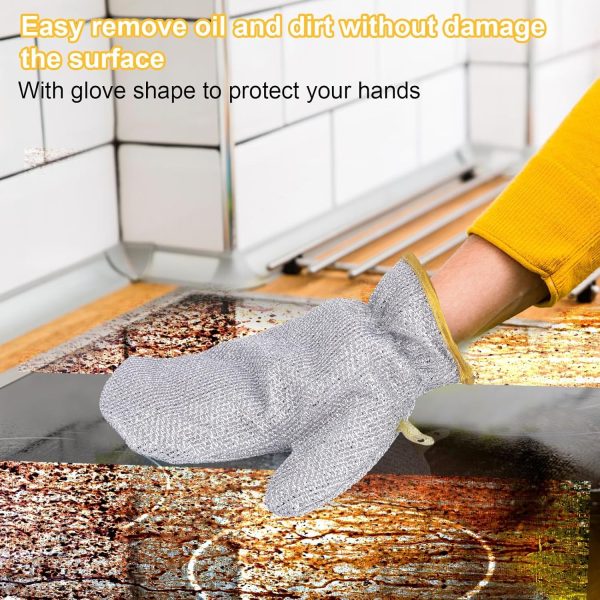 Multipurpose Wire Dishwashing Gloves | Dishwashing Rags For Wet And Dry, Steel Wire Miracle Cleaning Cloth With Glove Shape, Non-scratch Wire Dish Cloths For Washing Dishes, Kitchen | Anti-heat Aluminium Gloves