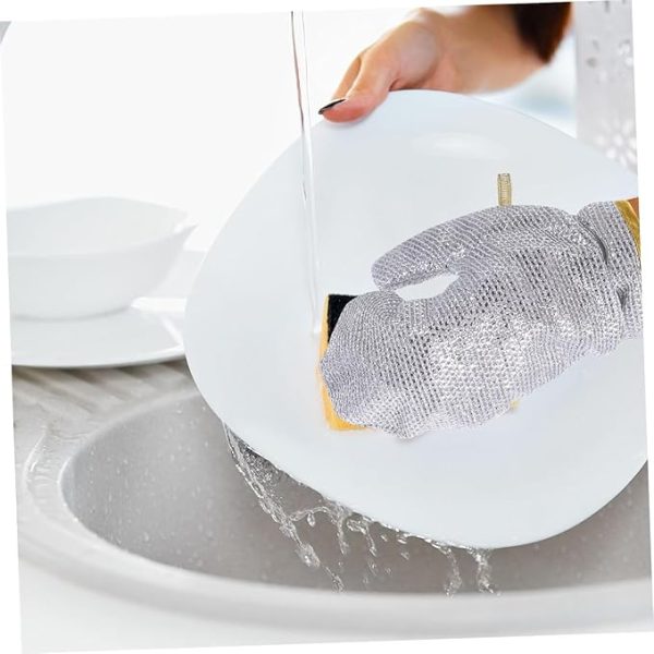 Multipurpose Wire Dishwashing Gloves | Dishwashing Rags For Wet And Dry, Steel Wire Miracle Cleaning Cloth With Glove Shape, Non-scratch Wire Dish Cloths For Washing Dishes, Kitchen | Anti-heat Aluminium Gloves