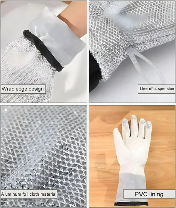 Multipurpose Wire Dishwashing Gloves | Dishwashing Rags For Wet And Dry, Steel Wire Miracle Cleaning Cloth With Glove Shape, Non-scratch Wire Dish Cloths For Washing Dishes, Kitchen | Anti-heat Aluminium Gloves