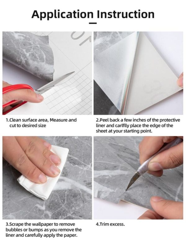 Self Adhesive White Marble Sheet Sticker For Kitchen, Cupboard, Wall – Anti Oil And Heat Resistant Wallpaper – Size 60x200