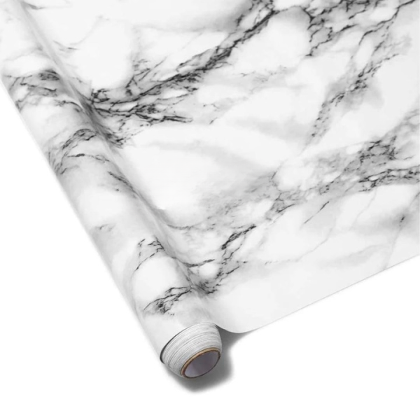 Self Adhesive White Marble Sheet Sticker For Kitchen, Cupboard, Wall – Anti Oil And Heat Resistant Wallpaper – Size 60x200