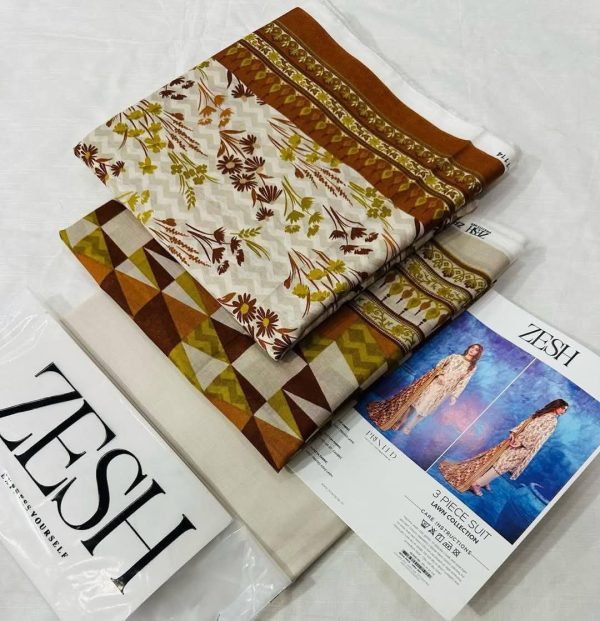 ✨ Zesh ✨ 3 Pieceunstitched Suit Zesh Summaer Lawn Collection 2025