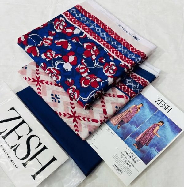 ✨ Zesh ✨ 3 Pieceunstitched Suit Zesh Summaer Lawn Collection 2025