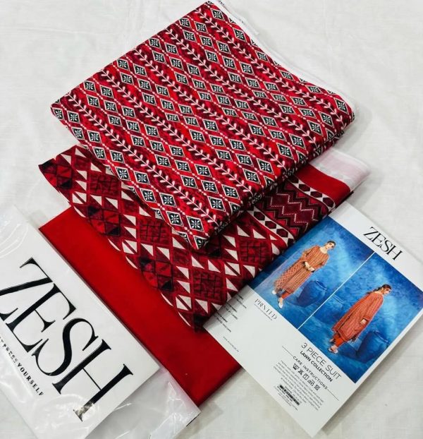 ✨ Zesh ✨ 3 Pieceunstitched Suit Zesh Summaer Lawn Collection 2025