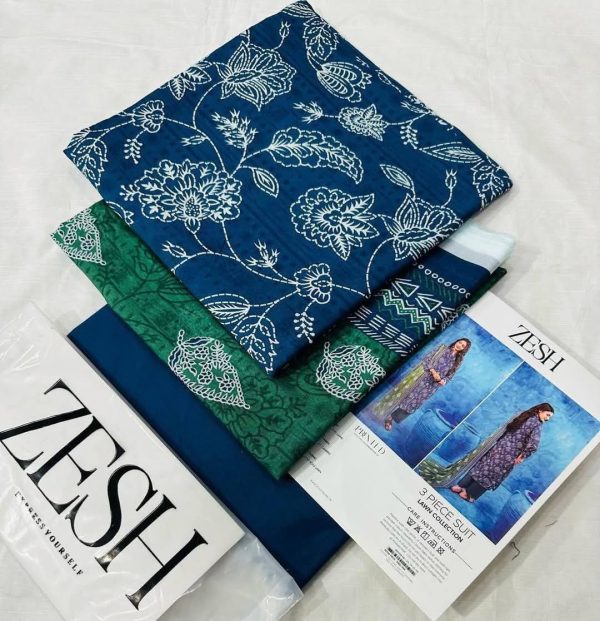 ✨ Zesh ✨ 3 Pieceunstitched Suit Zesh Summaer Lawn Collection 2025