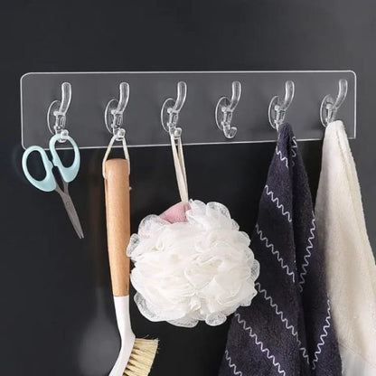 Double Row Adhesive Hook | Transparent Sticky Hook | Wall Hooks Self Adhesive Clothes Coat | Door Hanger Towel Key Holder Bathroom Kitchen Storage Sticker Hook
