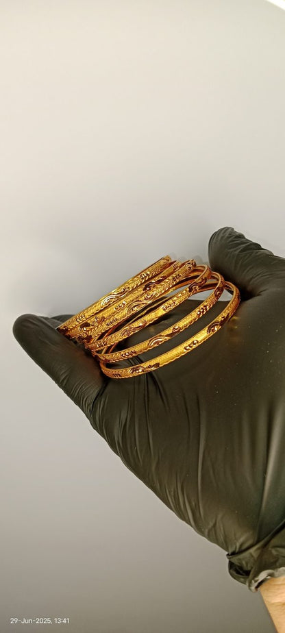 Gold Plated Bangles | Gold Plated Antique Design Bangles | 2.5 Inch Bangles (without Box) | Bangles For Ladies And Girls