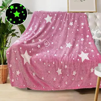 Glow In The Dark Stars Blanket Soft Cozy Blankets For Bed Couch Sofa Camping Travel, (random Design )