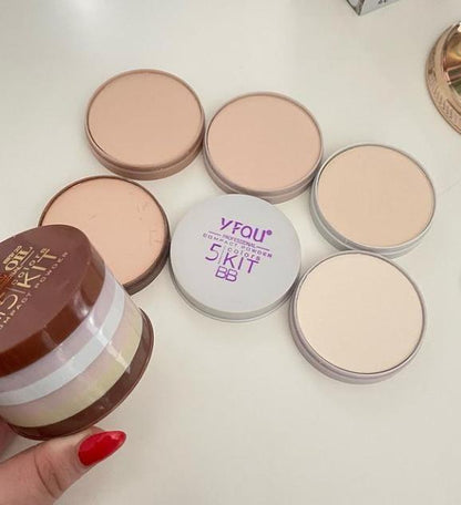 Pack Of 01 – 5 In 1 | Multi-shade Face Powder Palette With Mirror | Compact Makeup Kit For All Skin Tones | Natural Finish & Easy Blending