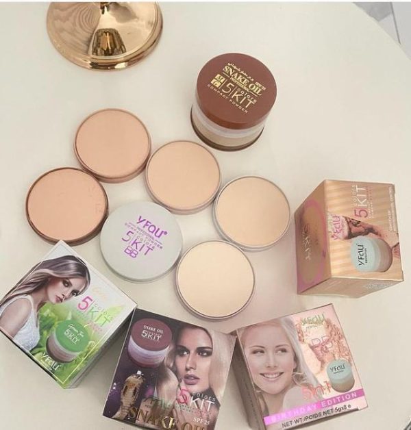 Pack Of 01 – 5 In 1 | Multi-shade Face Powder Palette With Mirror | Compact Makeup Kit For All Skin Tones | Natural Finish & Easy Blending