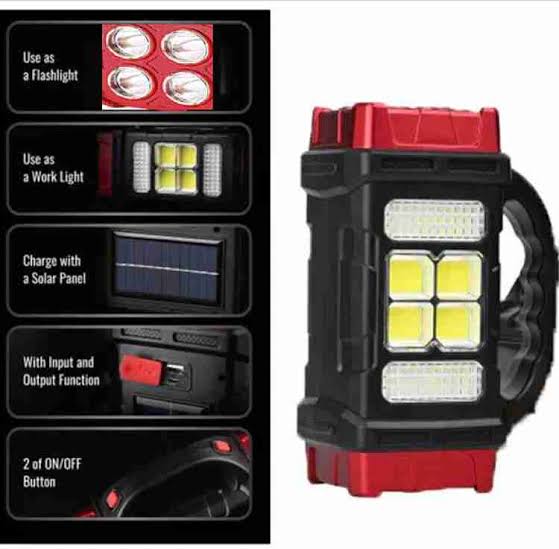 Solar Led Flashlight Portable Usb Rechargeable Flashlight Cob Torch Light Powerful Solar Light For Camping