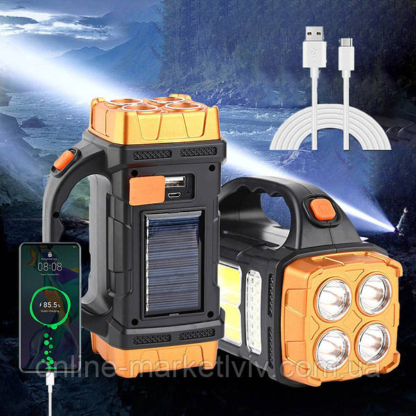 Solar Led Flashlight Portable Usb Rechargeable Flashlight Cob Torch Light Powerful Solar Light For Camping