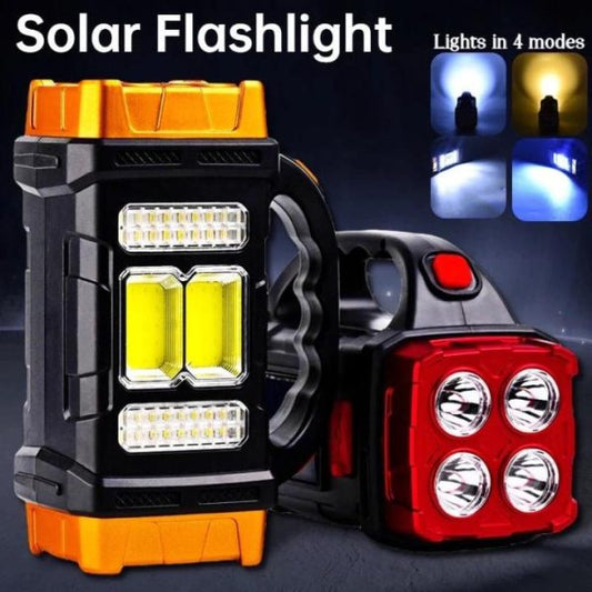 Solar Led Flashlight Portable Usb Rechargeable Flashlight Cob Torch Light Powerful Solar Light For Camping