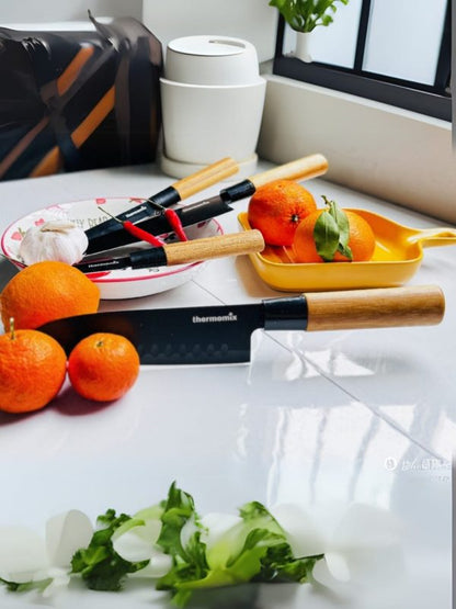 Thermomixer 4-piece Japanese Knife Set – Self-sharpening Blades With Wooden Handles