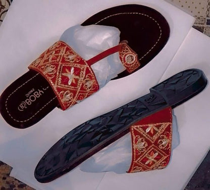 Kolhapuri Slipper Design No. 25-78 – Traditional Red & Dark Maroon Handcrafted Footwear (with Box )