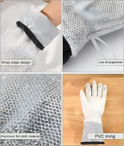 Multipurpose Wire Dishwashing Gloves | Dishwashing Rags For Wet And Dry, Steel Wire Miracle Cleaning Cloth With Glove Shape, Non-scratch Wire Dish Cloths For Washing Dishes, Kitchen | Anti-heat Aluminium Gloves