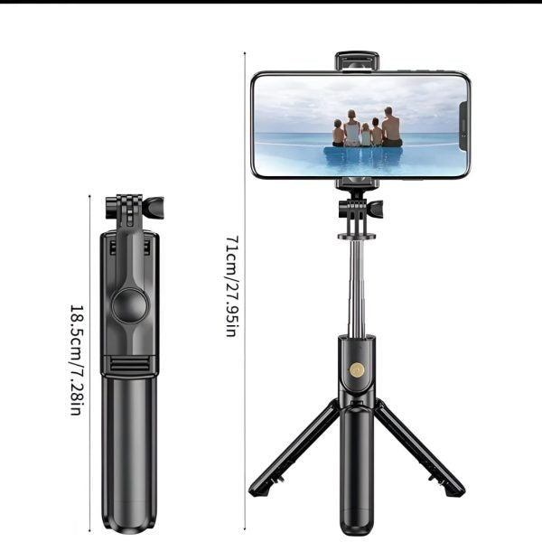R1s Selfie Stick With Tripod | Bluetooth Foldable Selfie Rod For Phone Action Camera Iphone(random Color )
