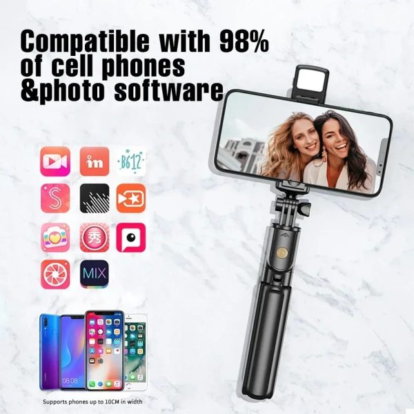 R1s Selfie Stick With Tripod | Bluetooth Foldable Selfie Rod For Phone Action Camera Iphone(random Color )