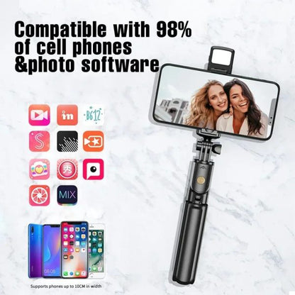 R1s Selfie Stick With Tripod | Bluetooth Foldable Selfie Rod For Phone Action Camera Iphone(random Color )