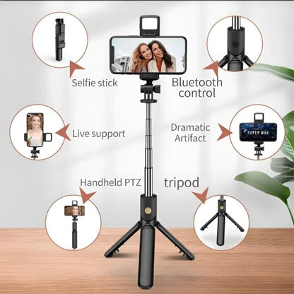R1s Selfie Stick With Tripod | Bluetooth Foldable Selfie Rod For Phone Action Camera Iphone(random Color )