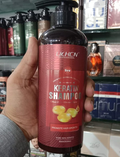 Lichen Keratin Enriched Shampoo 500ml – Sulfate And Paraben Free – Anti Frizz Treatment For Women And Men – Professional Salon Grade Repair Formula With Silk Protein For Dry, Frizzy Damaged And Color Treated Hair – Without Box