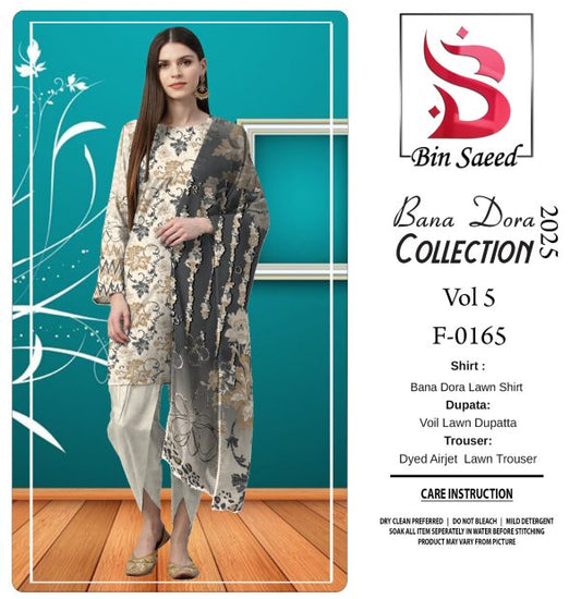 ✨ Binsaeed❤️ Bana Dora 3piece Unstitched Suit Summaer Lawn Collection