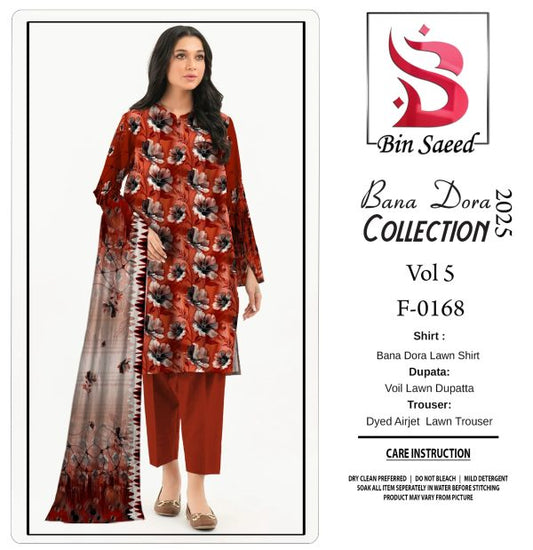 ✨ Binsaeed❤️ Bana Dora 3piece Unstitched Suit Summaer Lawn Collection