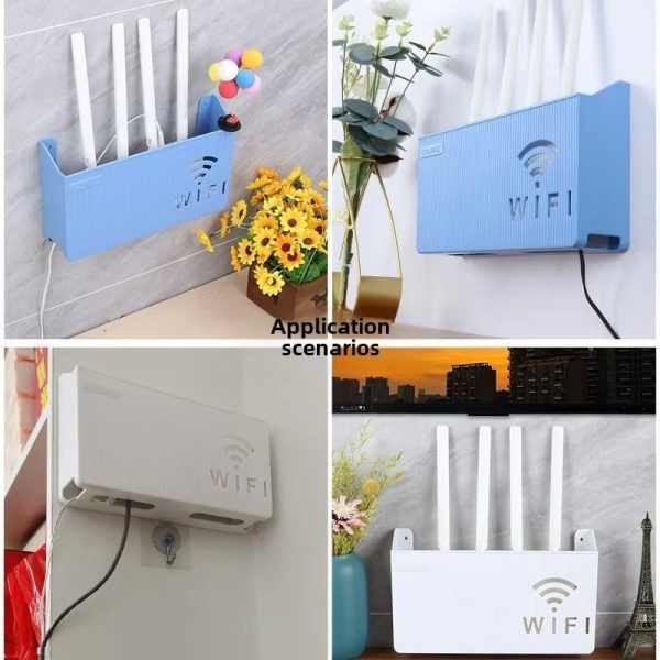 Wifi Router Shelf & Cable Organizer – Wall-mount Abs Plastic Storage Box For Routers, Power Strips & Cables (random Colors)