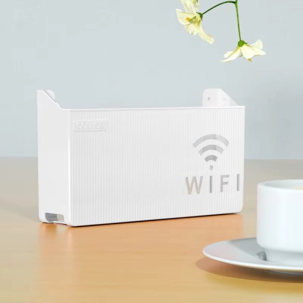 Wifi Router Shelf & Cable Organizer – Wall-mount Abs Plastic Storage Box For Routers, Power Strips & Cables (random Colors)